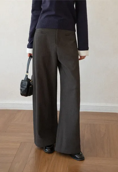 Lace Trim High Waist Wide Leg Casual Pants