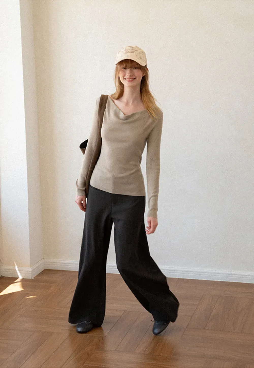 Lace Trim High Waist Wide Leg Casual Pants
