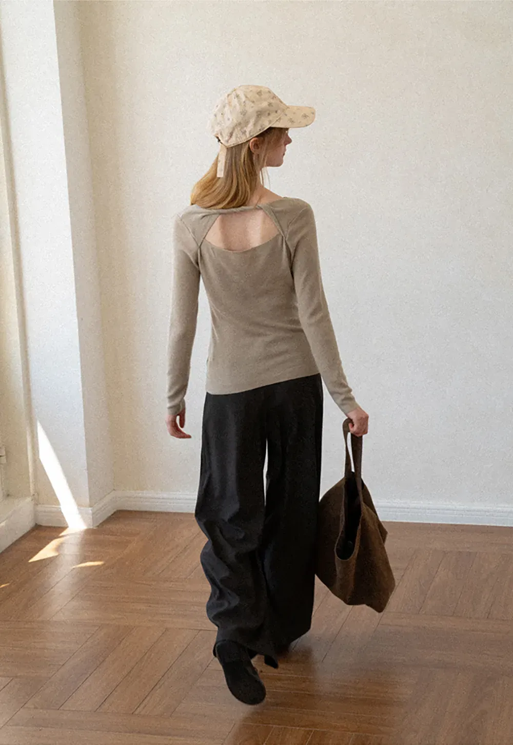 Lace Trim High Waist Wide Leg Casual Pants