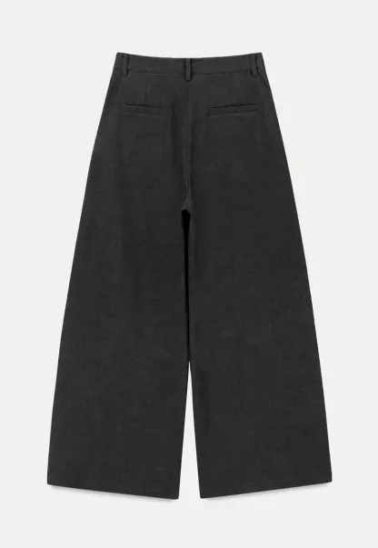 Lace Trim High Waist Wide Leg Casual Pants