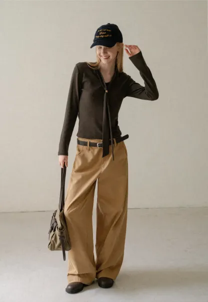 Wide Leg Pleated Casual Pants