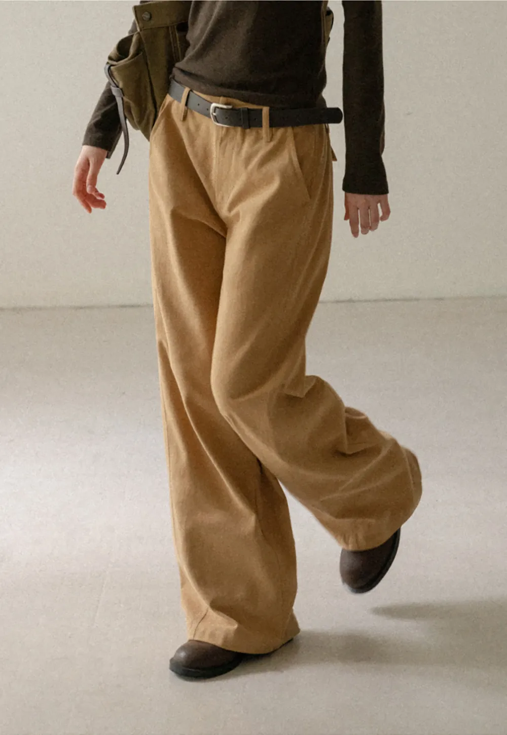 Wide Leg Pleated Casual Pants