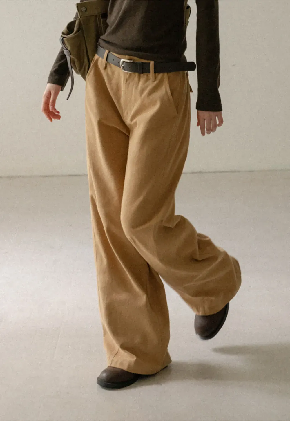 Wide Leg Pleated Casual Pants