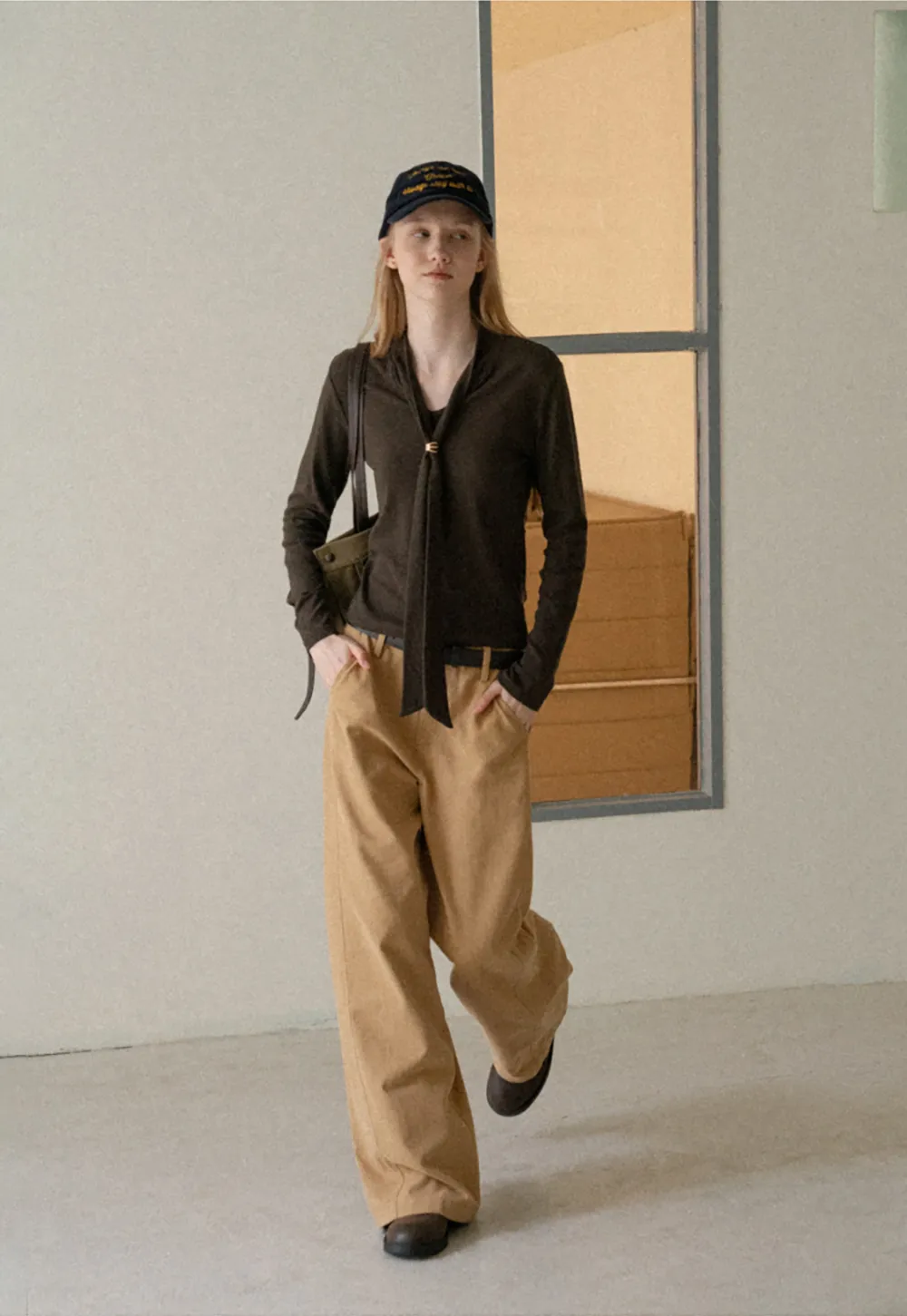 Wide Leg Pleated Casual Pants