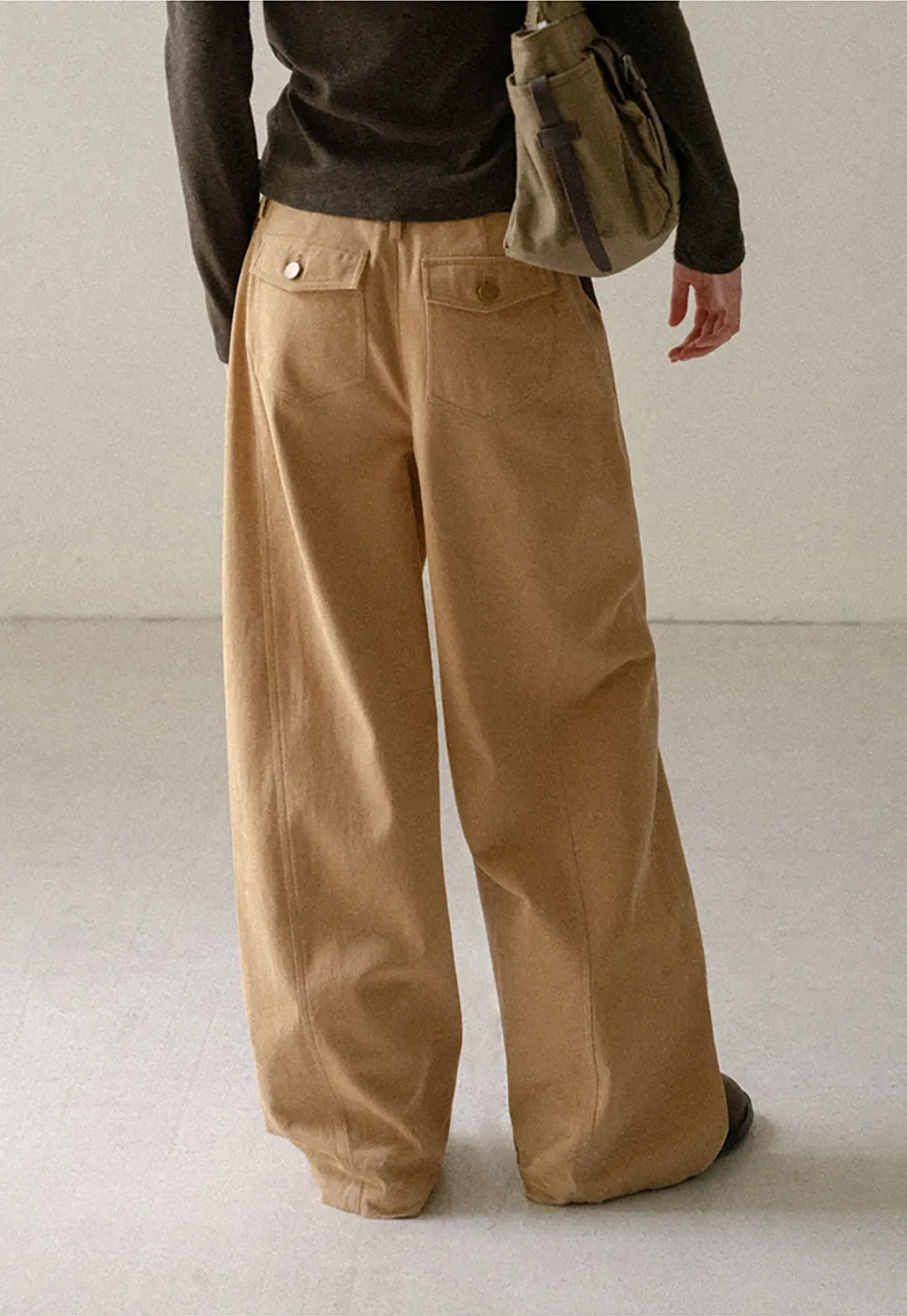 Wide Leg Pleated Casual Pants