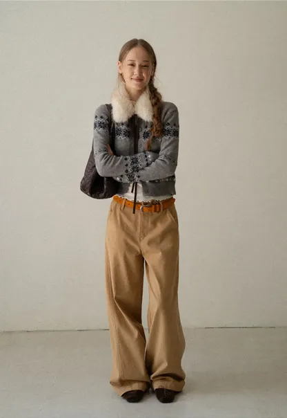 Wide Leg Pleated Casual Pants