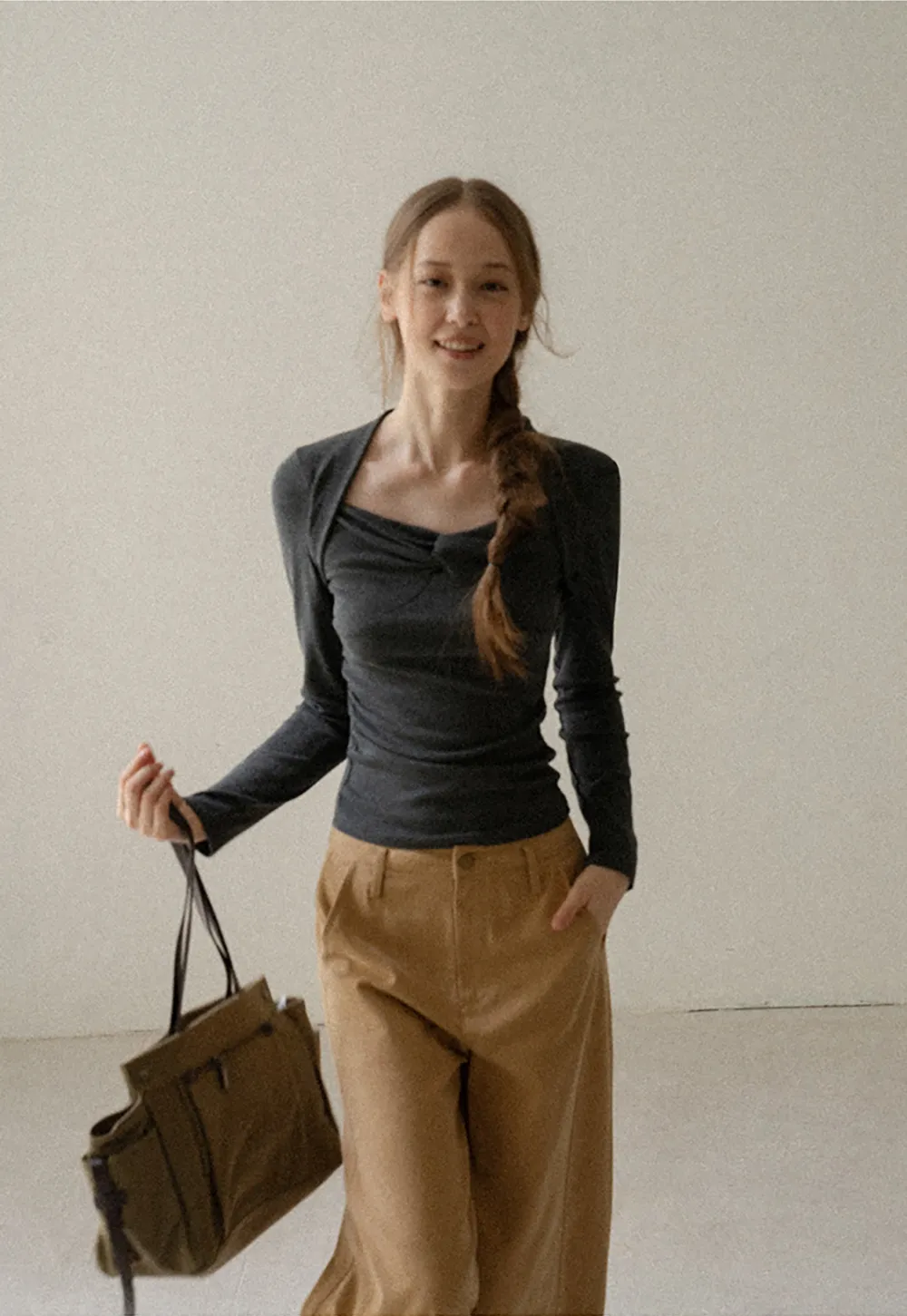 Wide Leg Pleated Casual Pants
