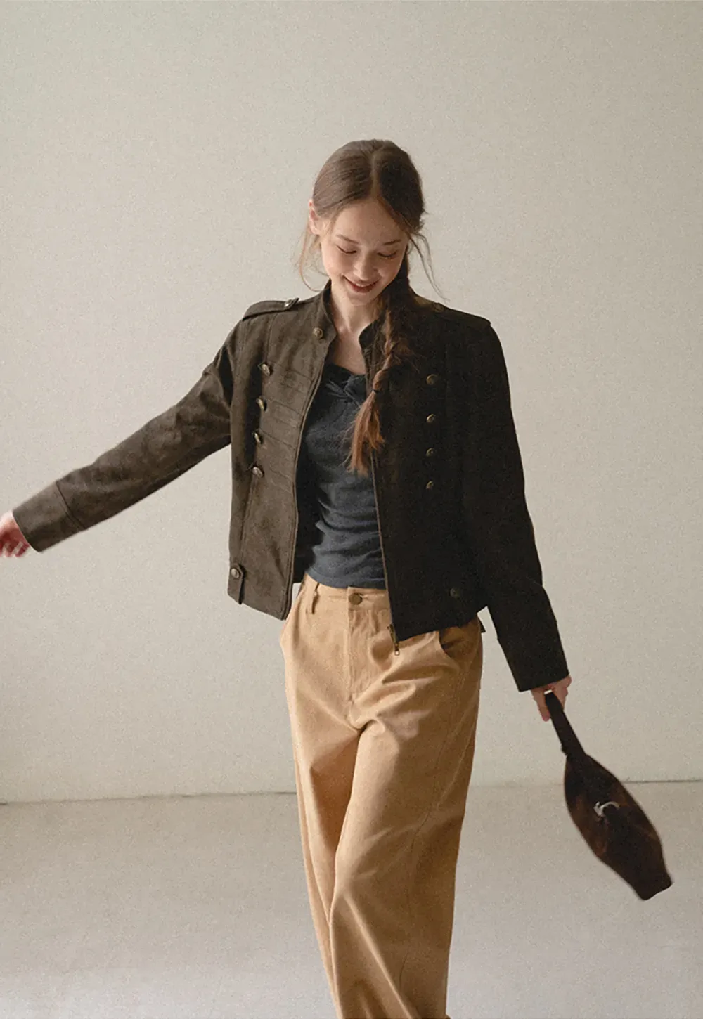 Wide Leg Pleated Casual Pants