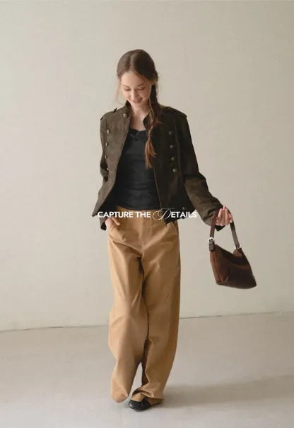 Wide Leg Pleated Casual Pants