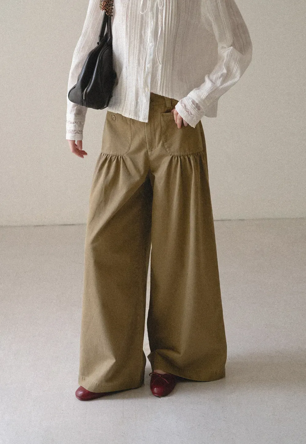 High Waist Pleated Wide Leg Casual Pants