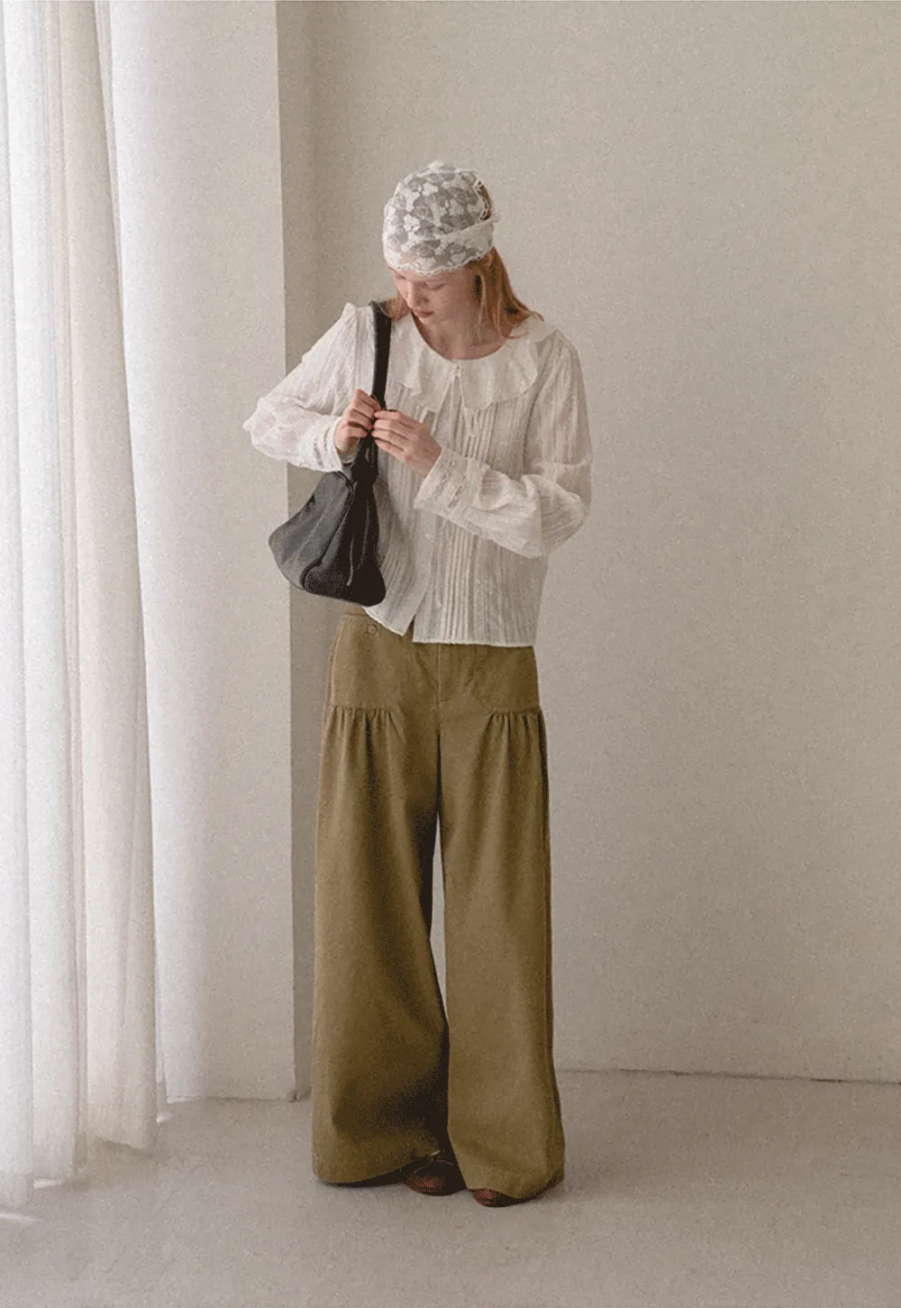 High Waist Pleated Wide Leg Casual Pants