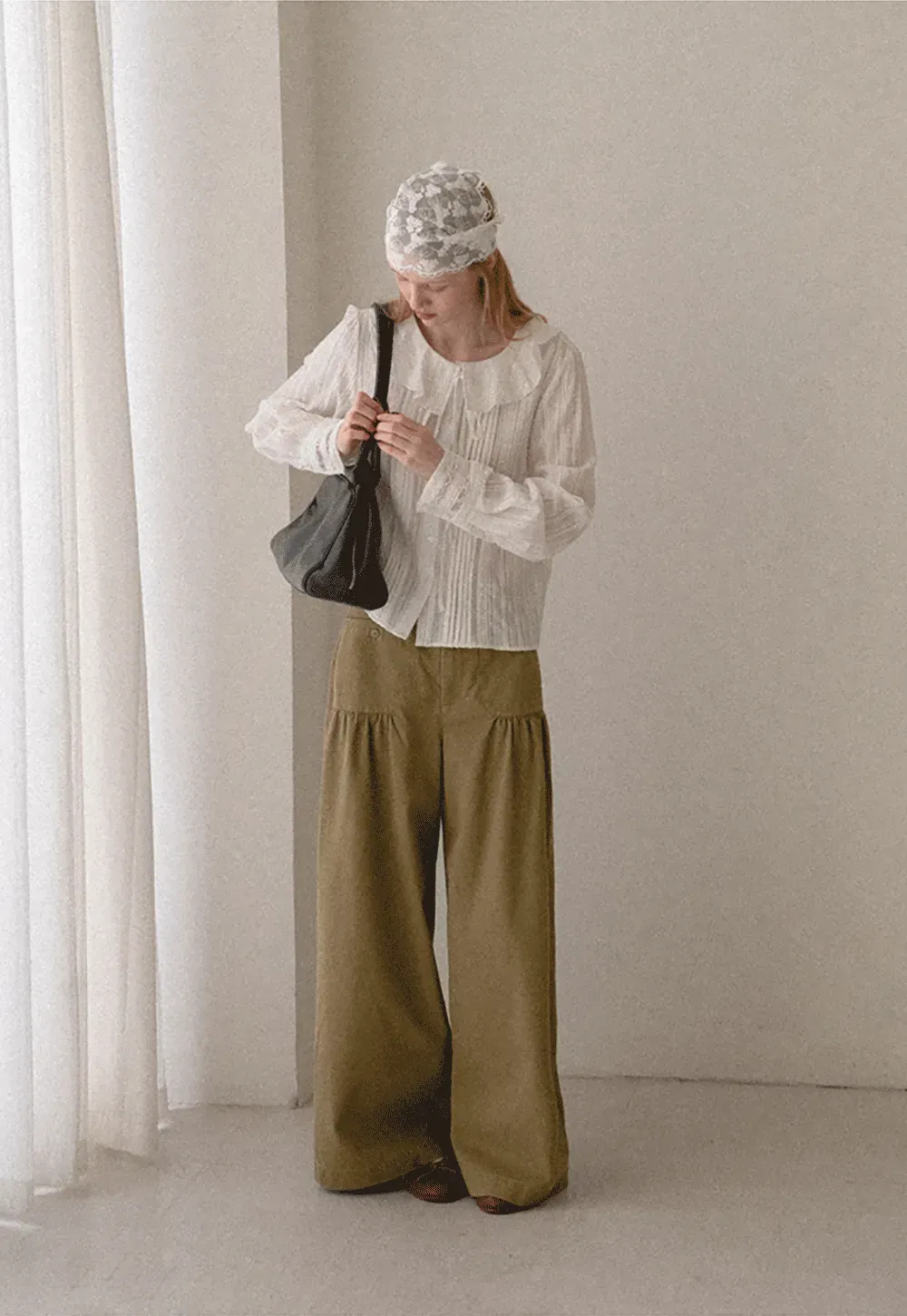 High Waist Pleated Wide Leg Casual Pants