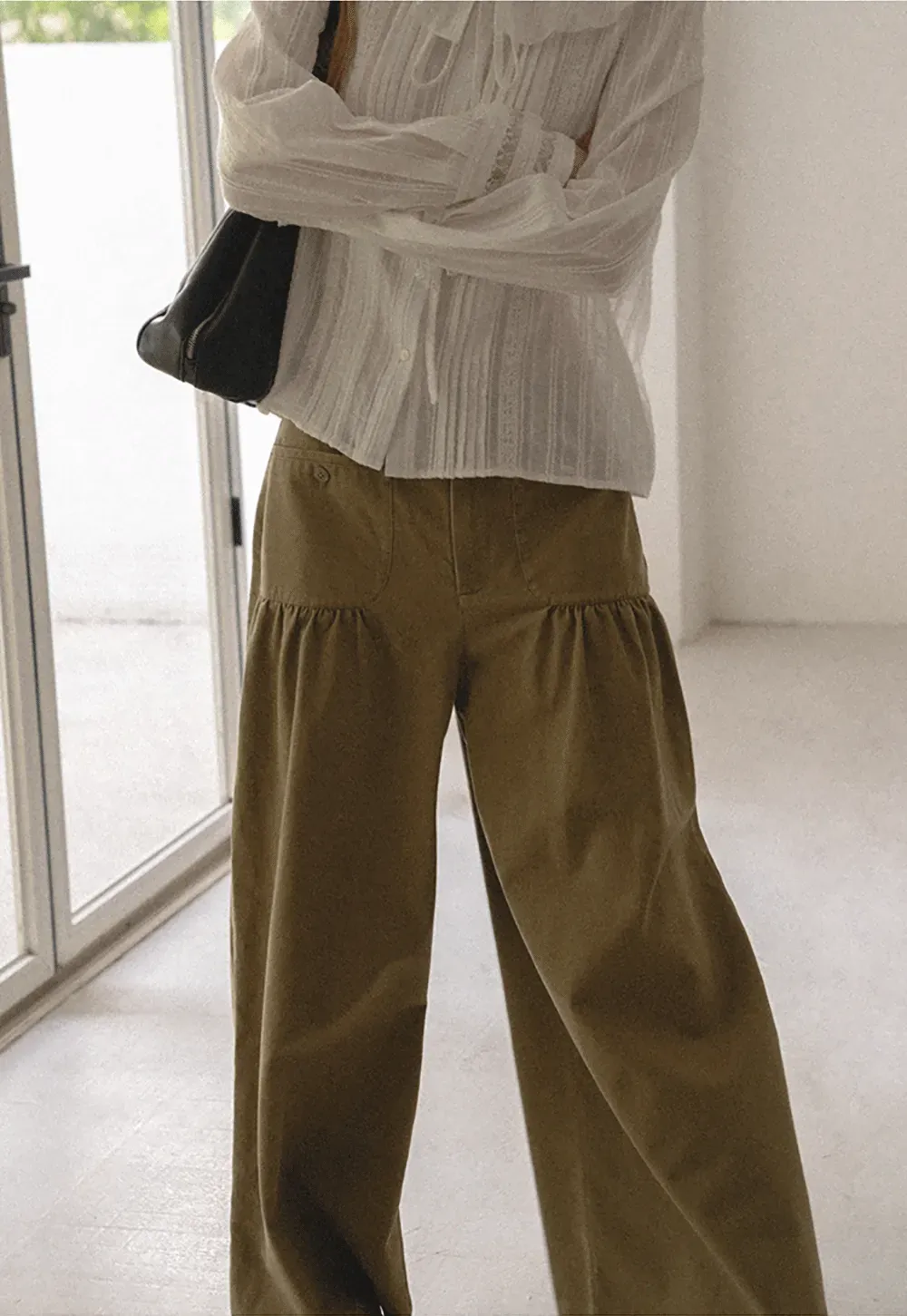 High Waist Pleated Wide Leg Casual Pants
