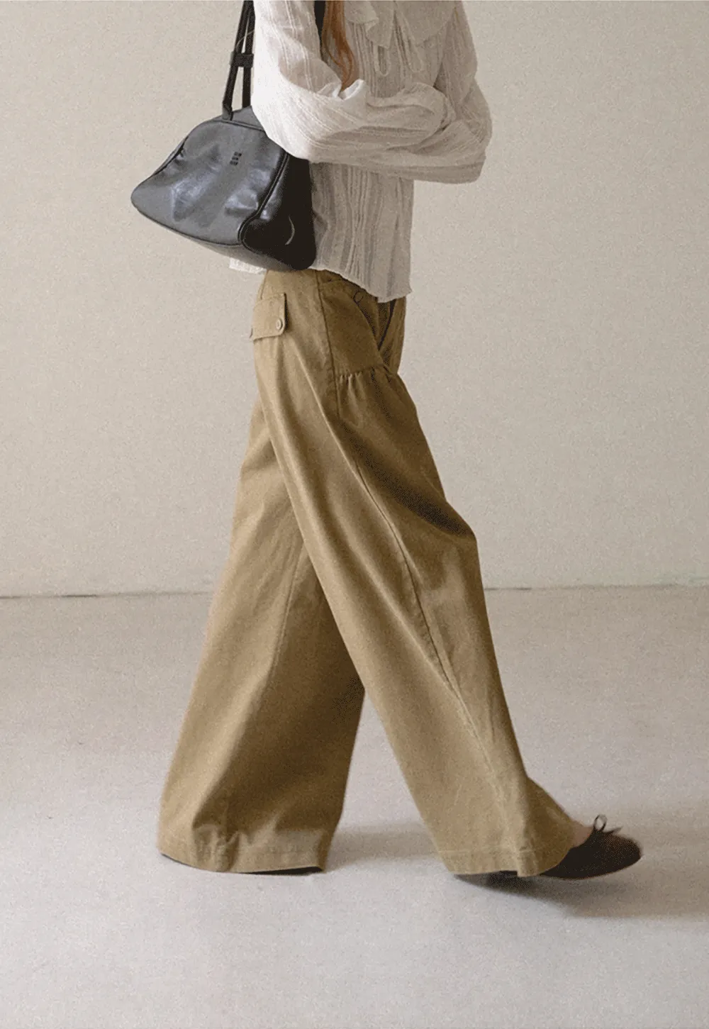 High Waist Pleated Wide Leg Casual Pants