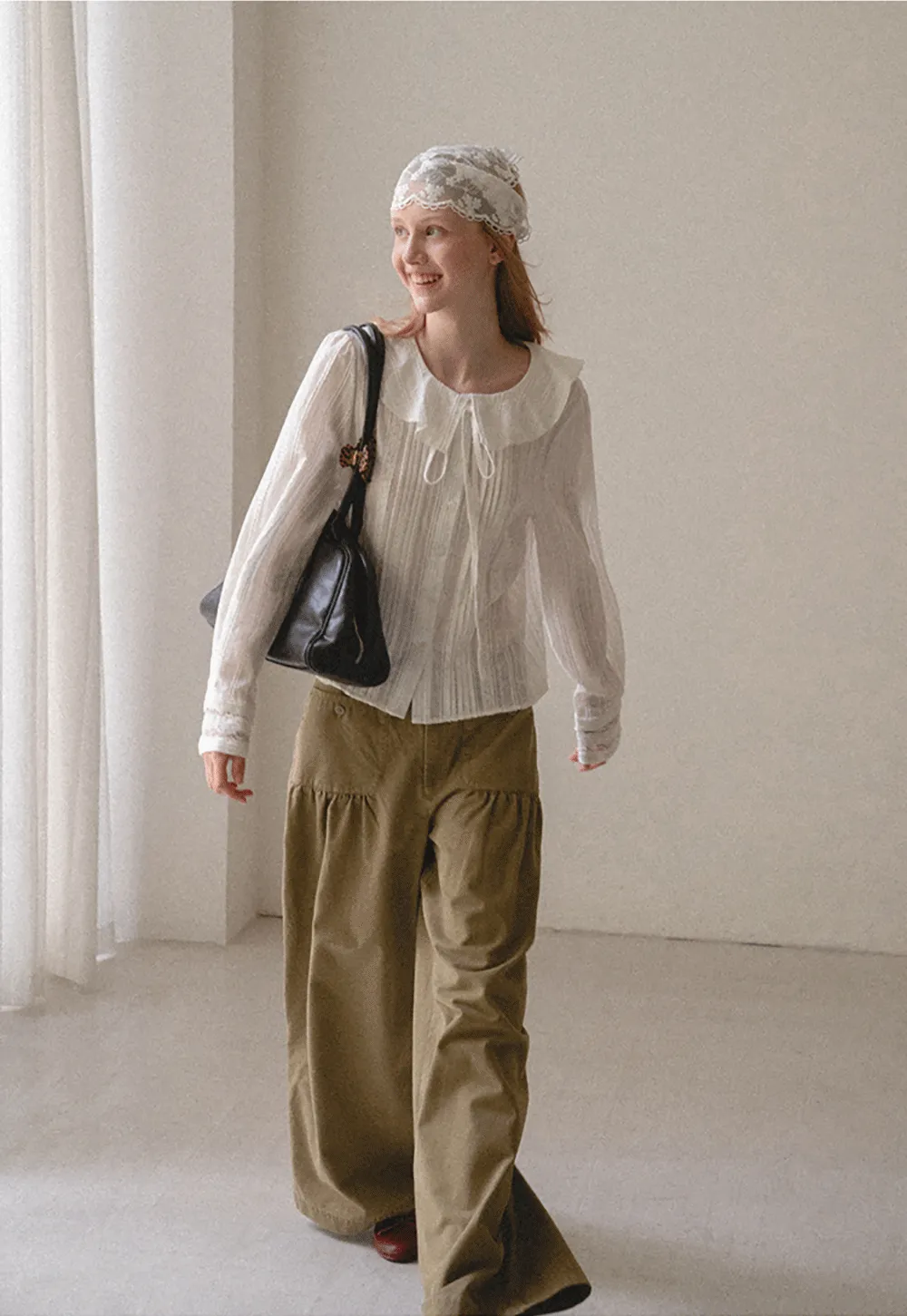 High Waist Pleated Wide Leg Casual Pants