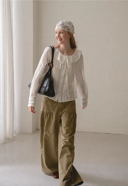 High Waist Pleated Wide Leg Casual Pants