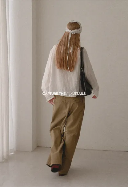 High Waist Pleated Wide Leg Casual Pants