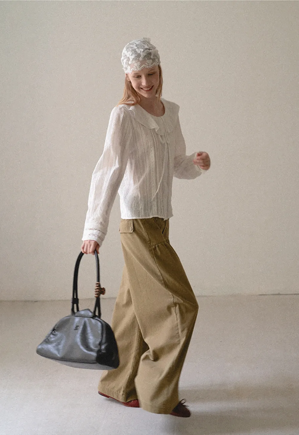 High Waist Pleated Wide Leg Casual Pants