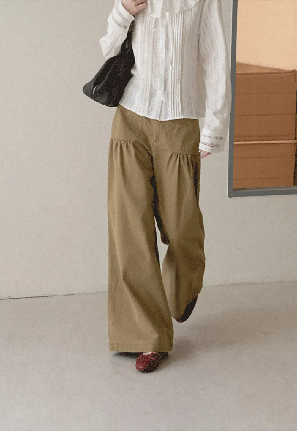 High Waist Pleated Wide Leg Casual Pants