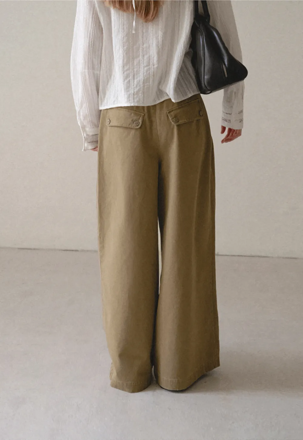 High Waist Pleated Wide Leg Casual Pants