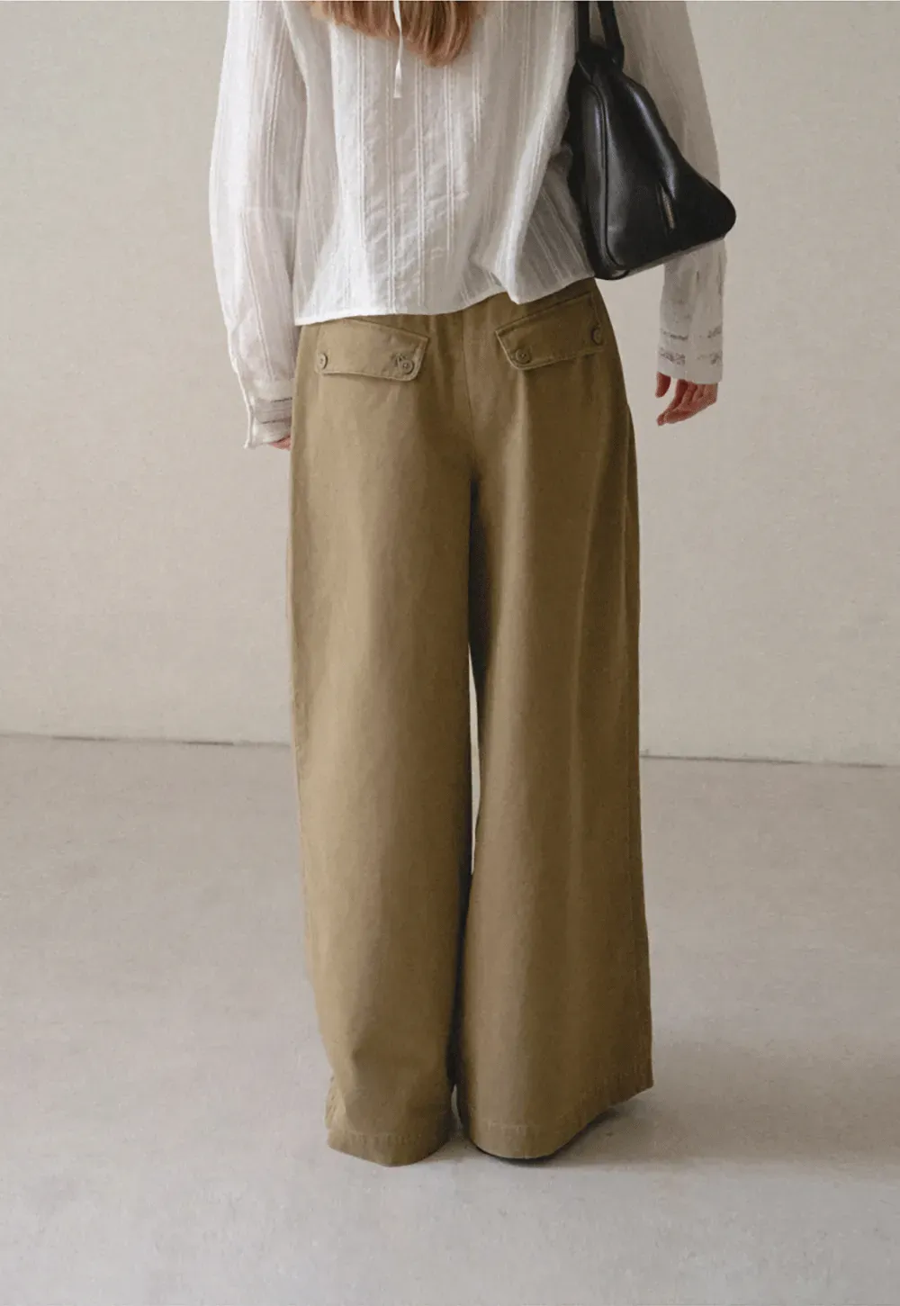 High Waist Pleated Wide Leg Casual Pants