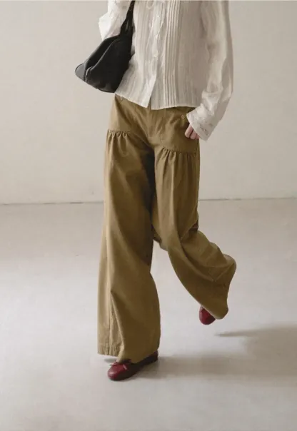 High Waist Pleated Wide Leg Casual Pants