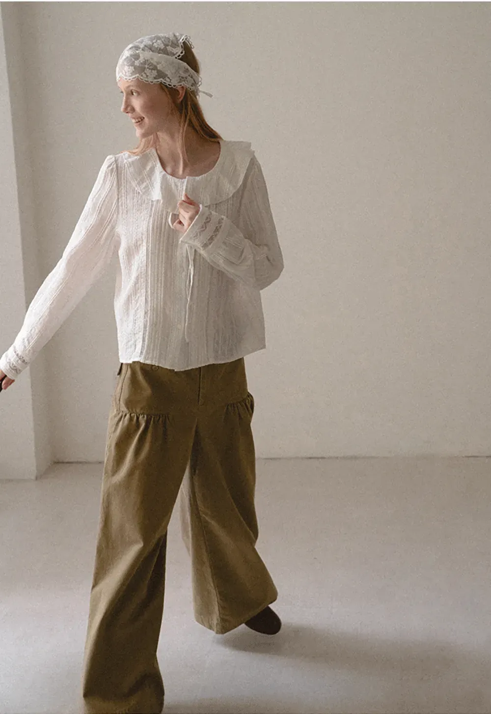 High Waist Pleated Wide Leg Casual Pants