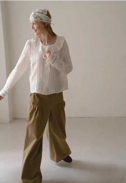 High Waist Pleated Wide Leg Casual Pants
