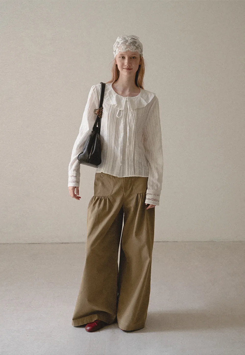 High Waist Pleated Wide Leg Casual Pants