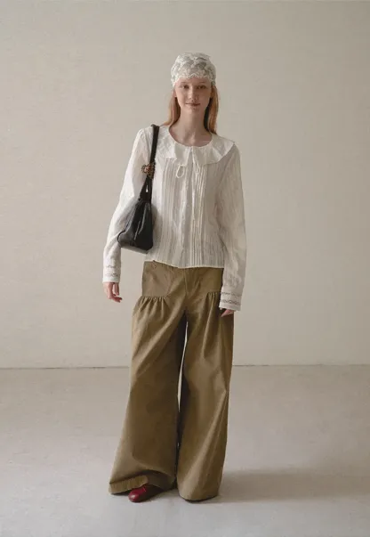 High Waist Pleated Wide Leg Casual Pants