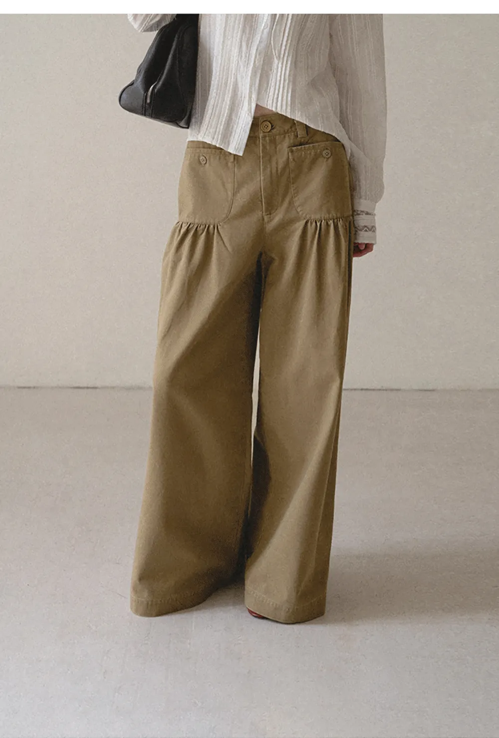 High Waist Pleated Wide Leg Casual Pants