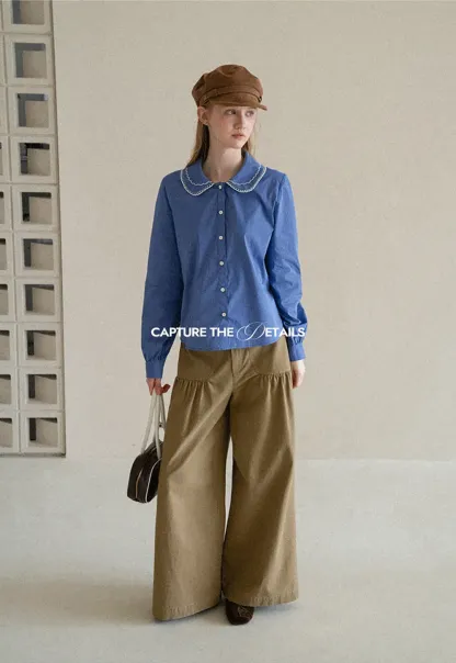 High Waist Pleated Wide Leg Casual Pants
