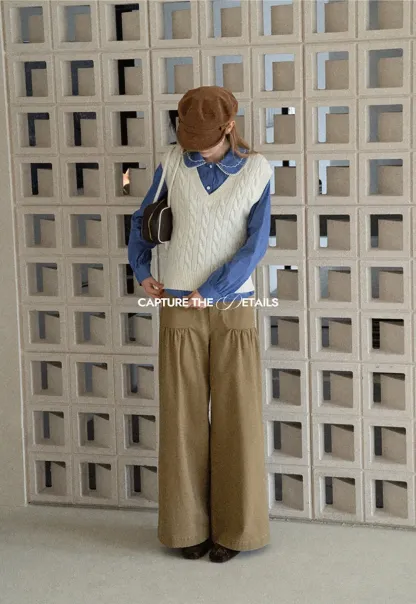 High Waist Pleated Wide Leg Casual Pants