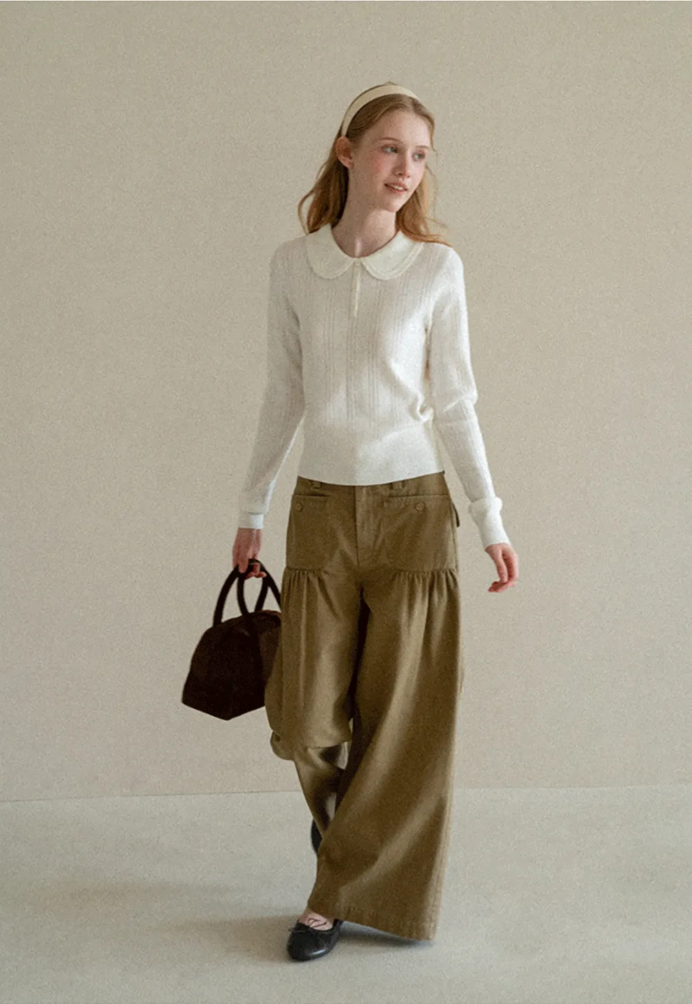 High Waist Pleated Wide Leg Casual Pants