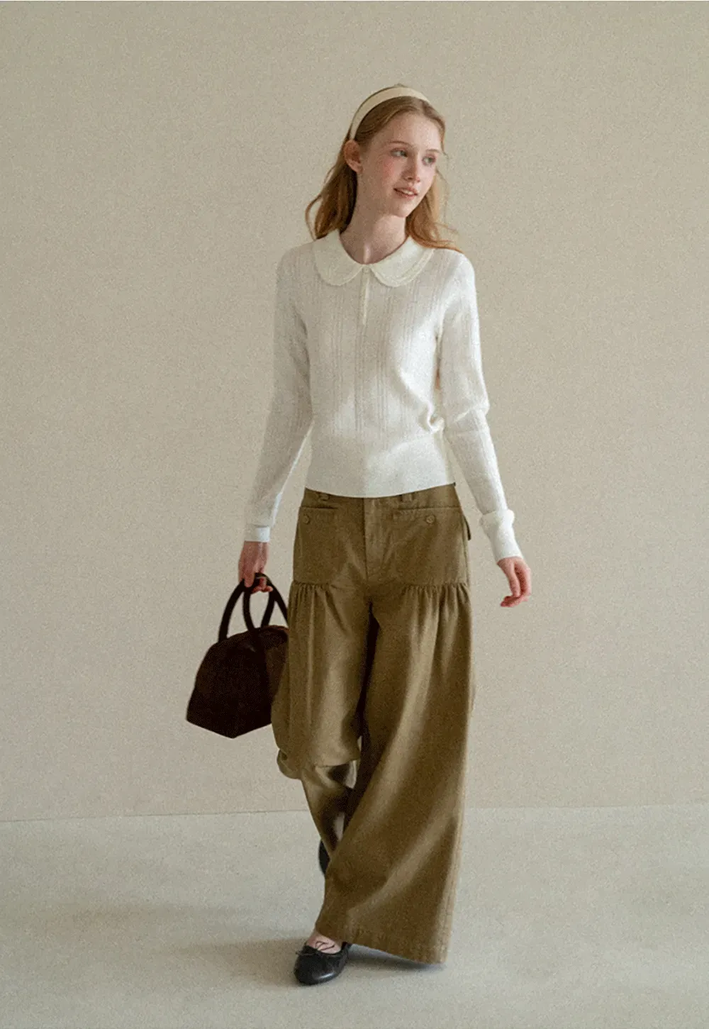 High Waist Pleated Wide Leg Casual Pants