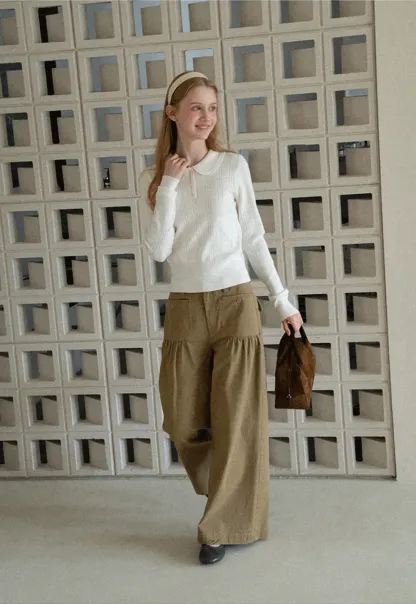 High Waist Pleated Wide Leg Casual Pants