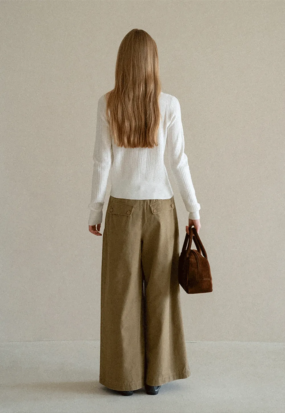 High Waist Pleated Wide Leg Casual Pants