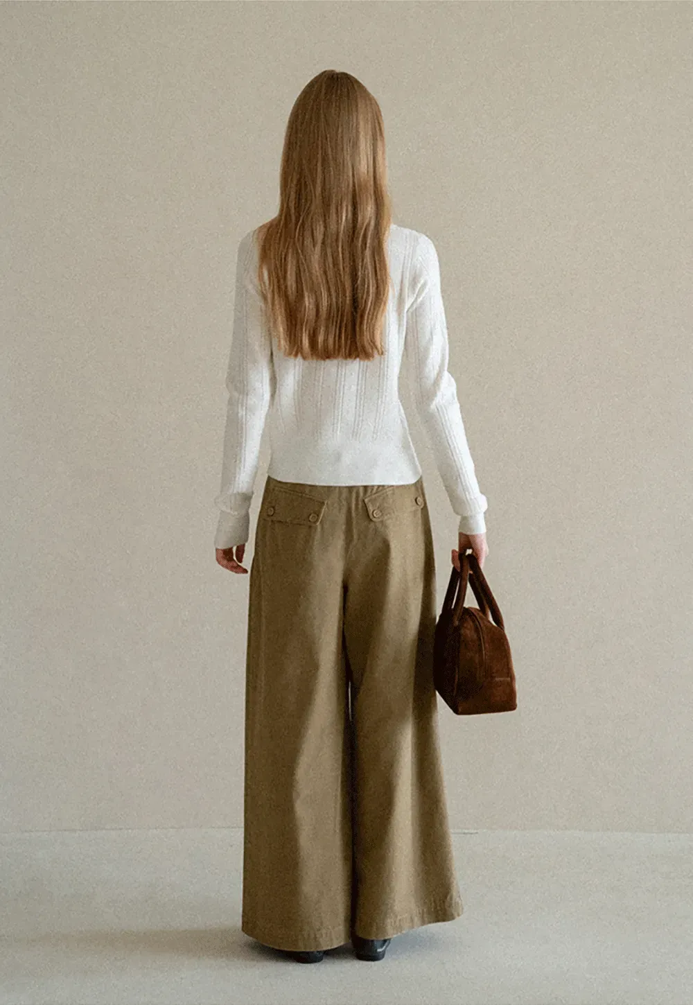High Waist Pleated Wide Leg Casual Pants