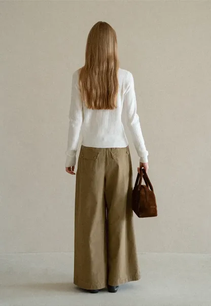 High Waist Pleated Wide Leg Casual Pants