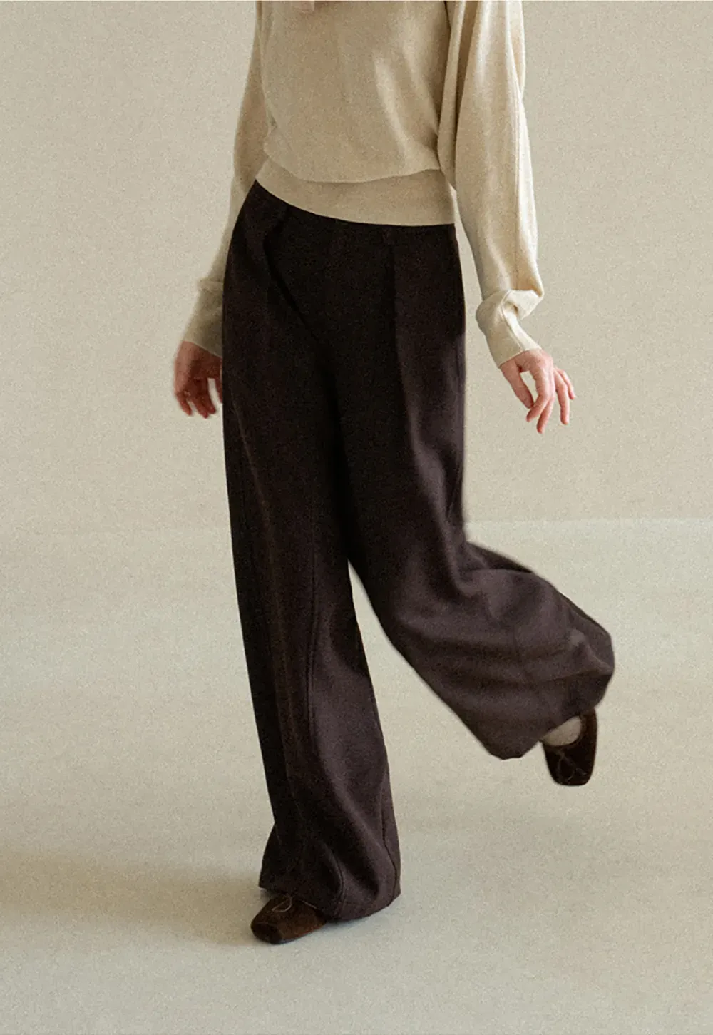 High Waist Wide Leg Pleated Casual Pants
