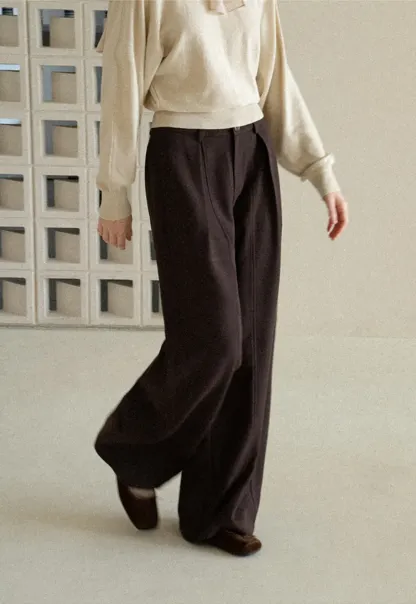 High Waist Wide Leg Pleated Casual Pants