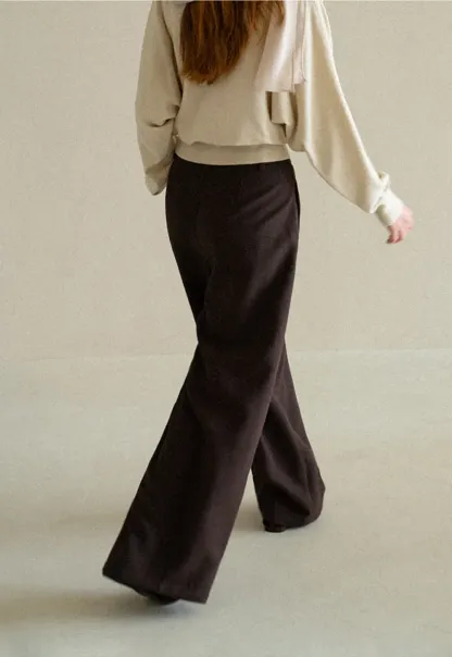 High Waist Wide Leg Pleated Casual Pants