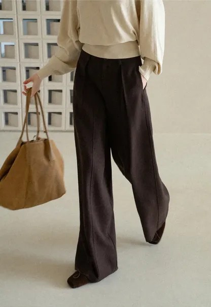High Waist Wide Leg Pleated Casual Pants