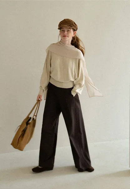 High Waist Wide Leg Pleated Casual Pants
