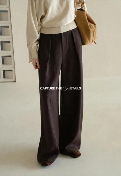High Waist Wide Leg Pleated Casual Pants
