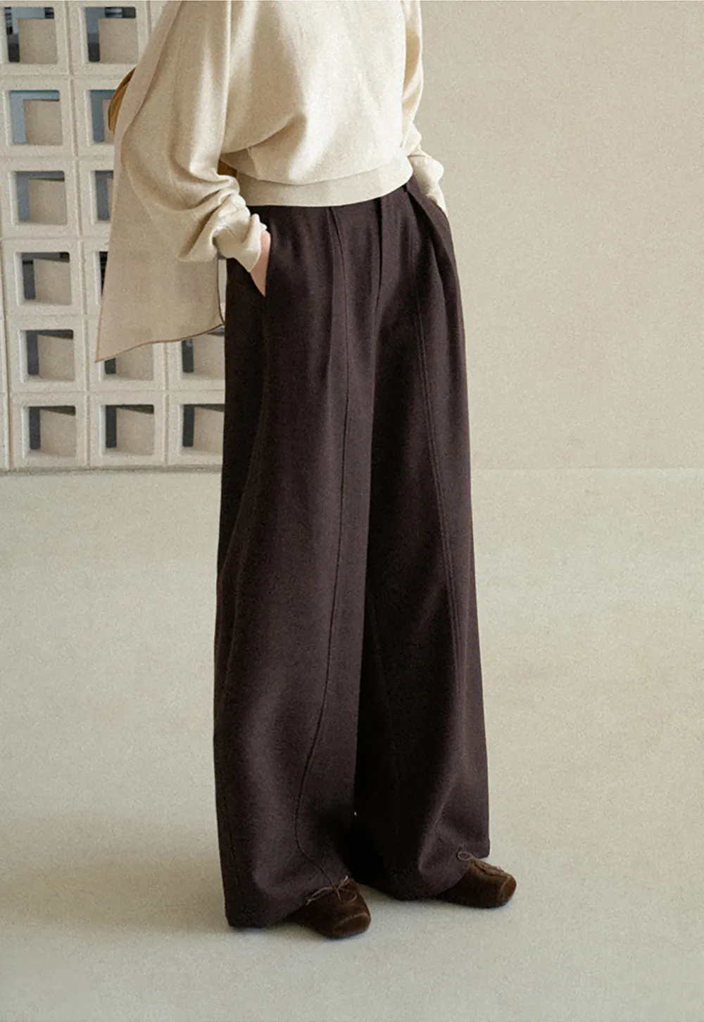 High Waist Wide Leg Pleated Casual Pants