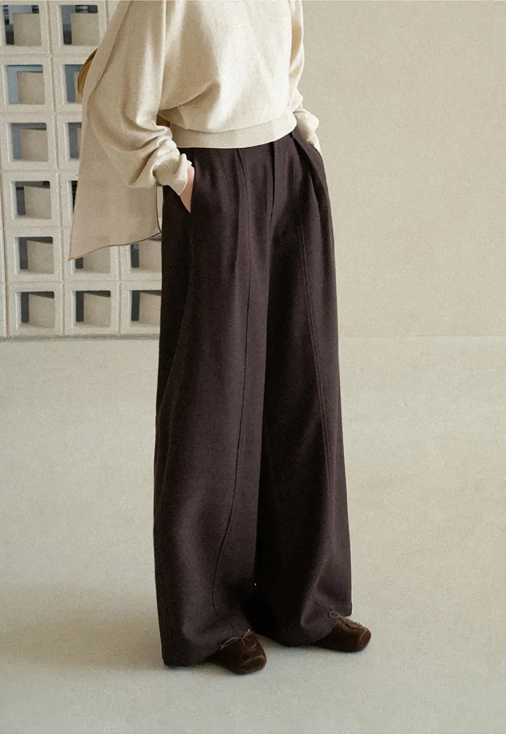 High Waist Wide Leg Pleated Casual Pants