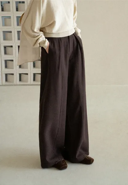 High Waist Wide Leg Pleated Casual Pants