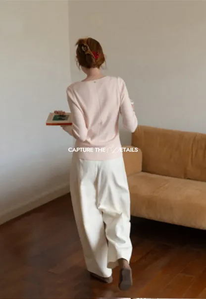 Wide Leg Straight Cut Casual Pants