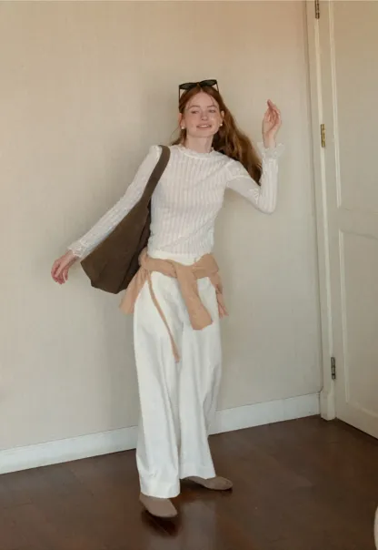 Wide Leg Straight Cut Casual Pants